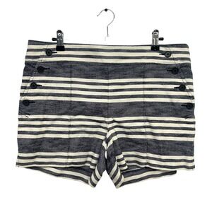 Navy Cream Striped Nautical Shorts 10 French Riviera Preppy Old Money Coastal